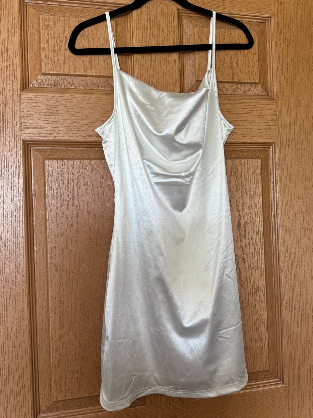 Satin Cowl Neck Slip Dress in Ivory